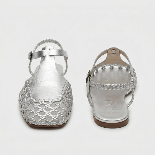 Metallic Braided Leather Sandals