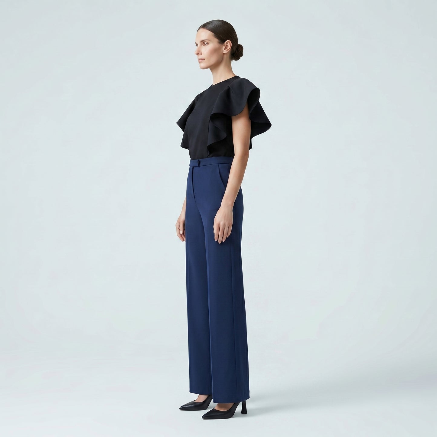 Denton Wide Leg Navy Trousers