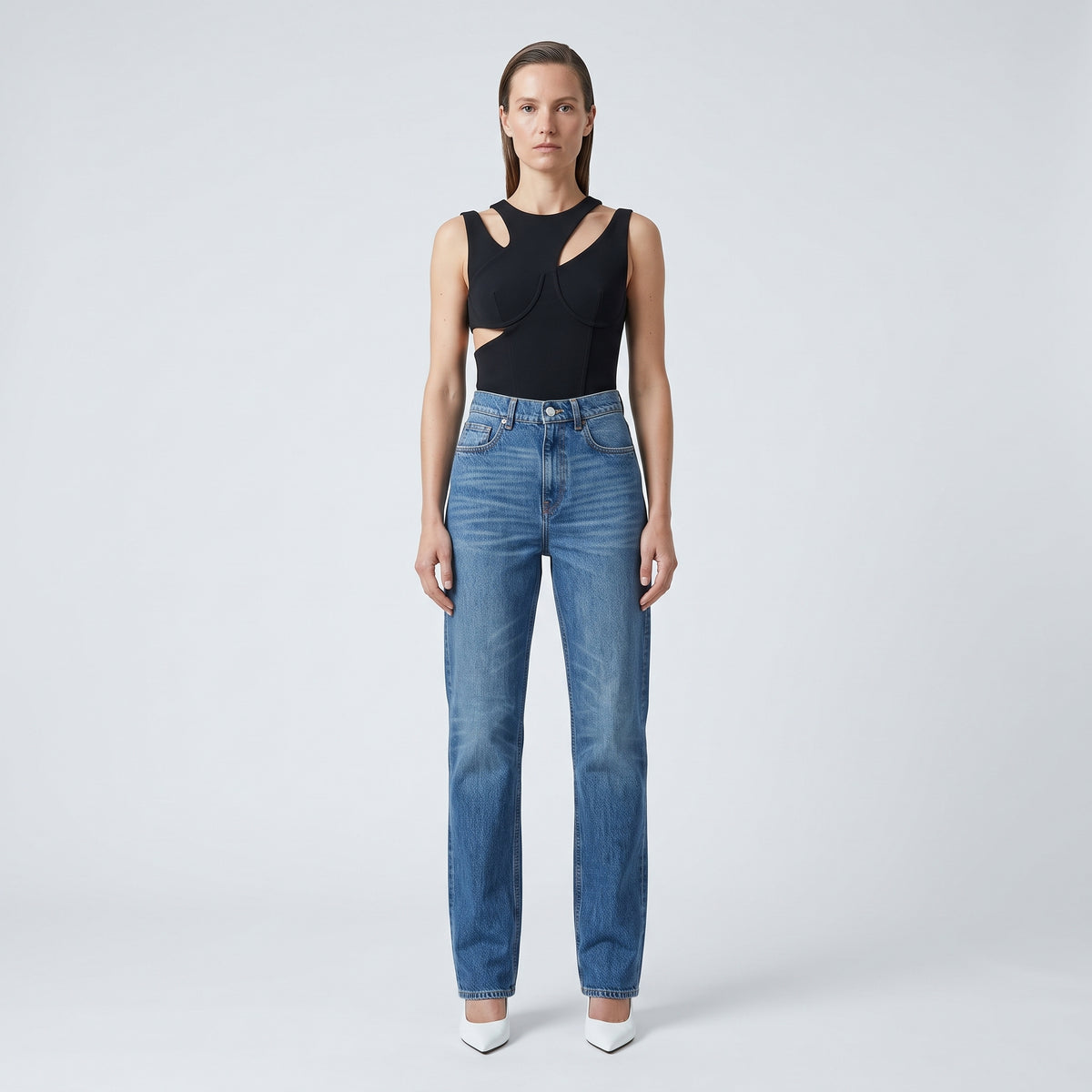 Classic Mid-Wash Straight Jeans