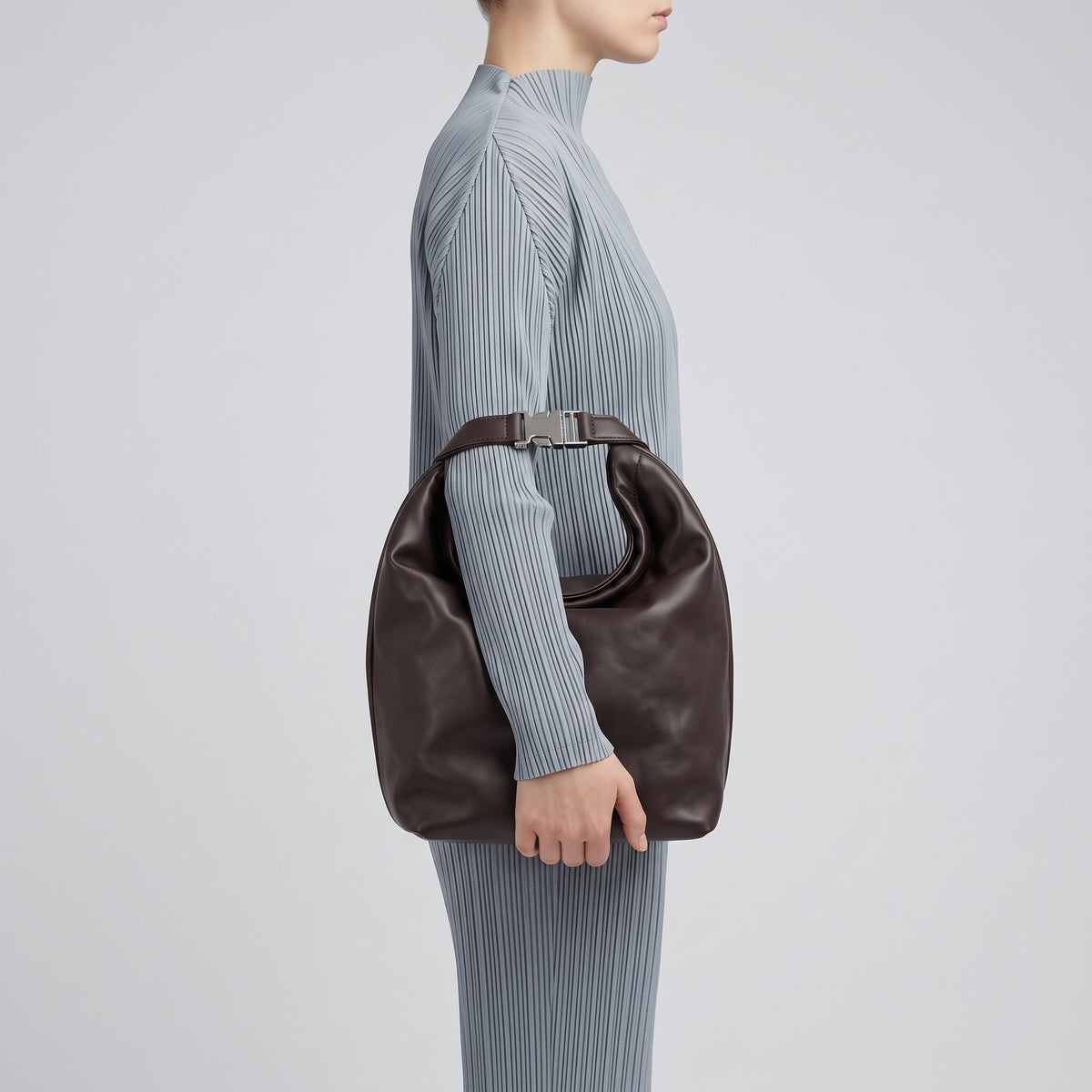 Soft Leather Buckle Hobo Bag