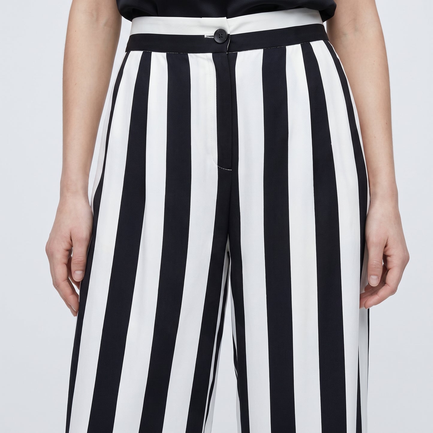 High-Waisted Striped Tailored Trousers