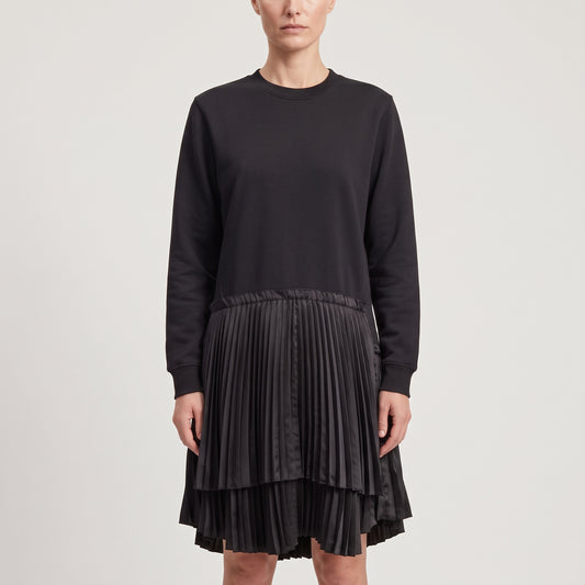 Pleated Hem Cotton Sweatshirt Dress