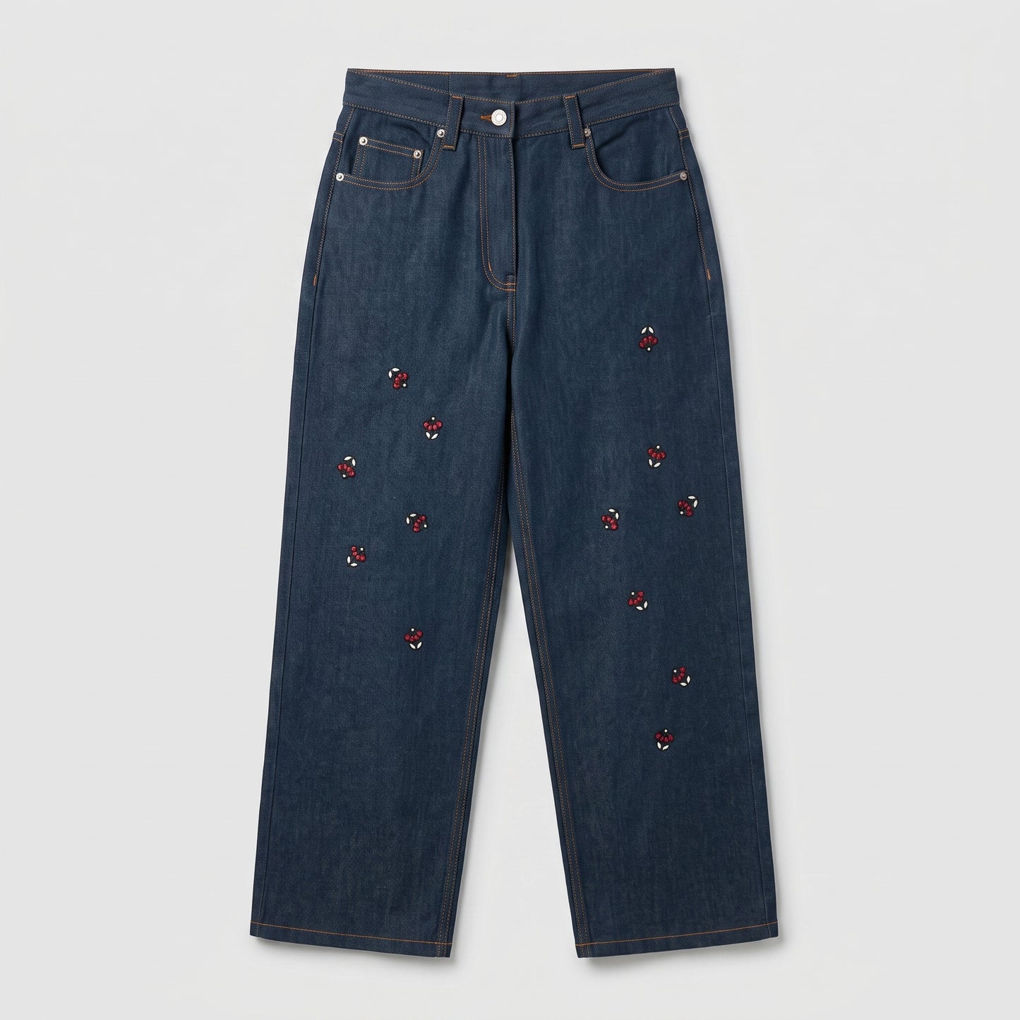 Embroidered High-Rise Denim Jeans