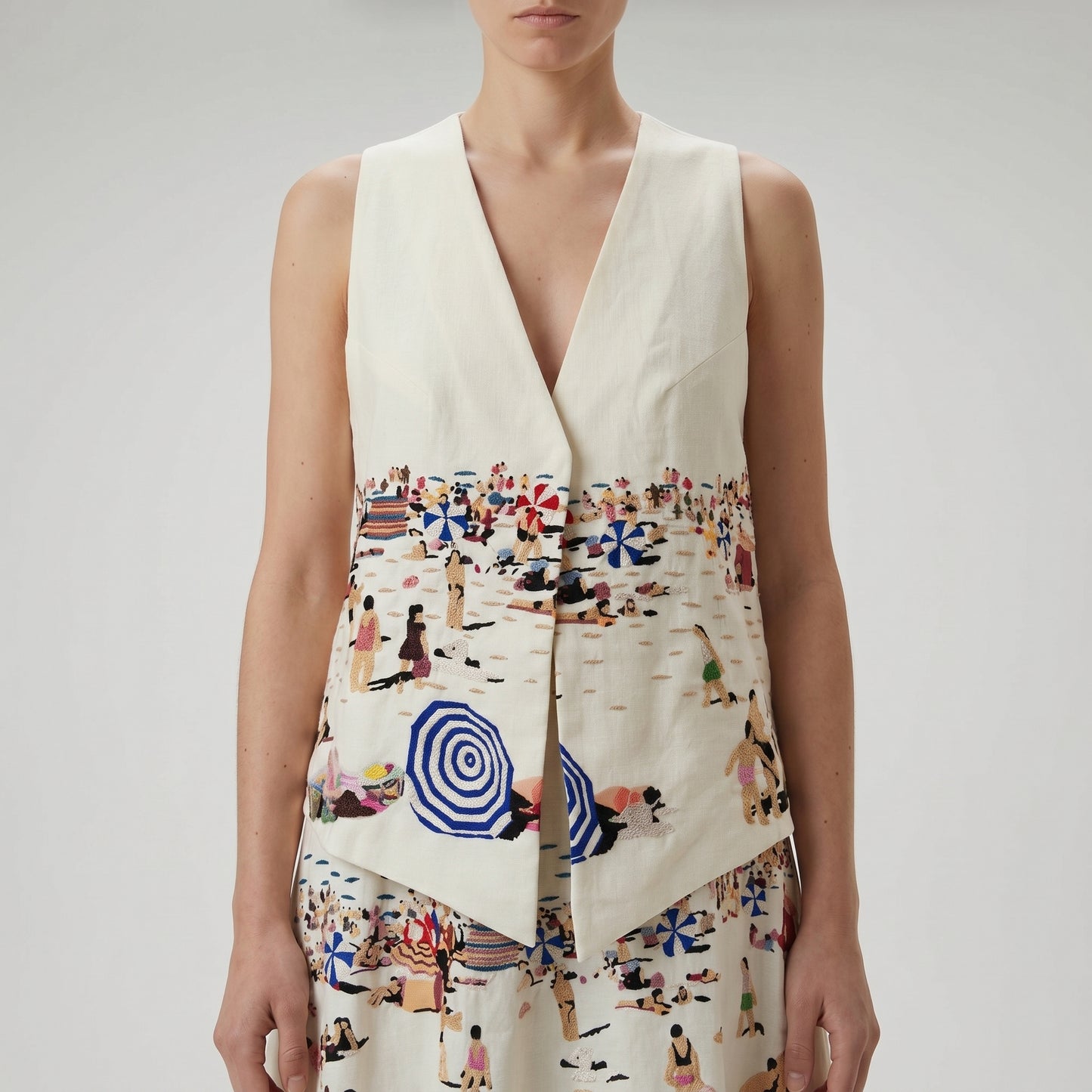 Embroidered Tailored Beachside Vest