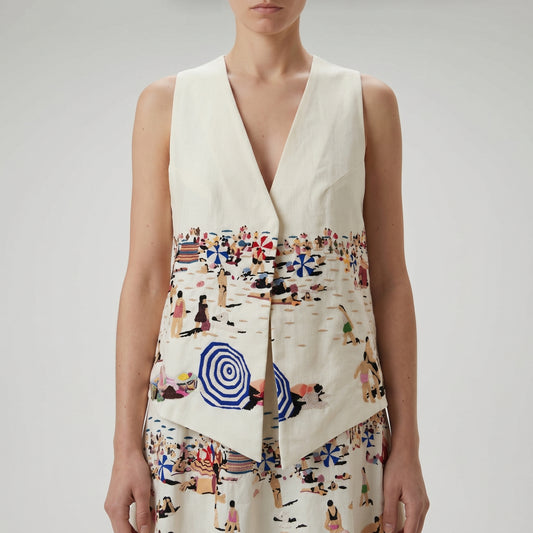 Embroidered Tailored Beachside Vest