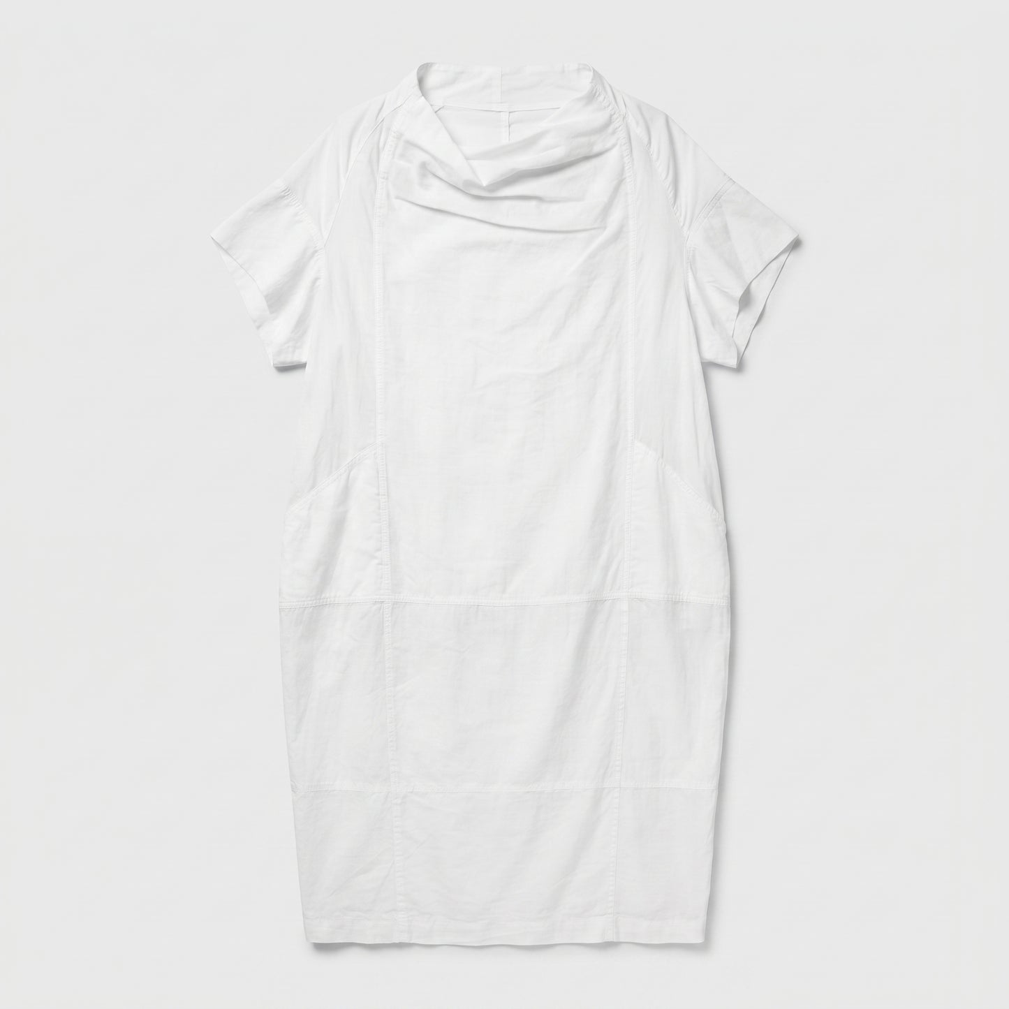 Draped Cowl Neck Cotton Dress