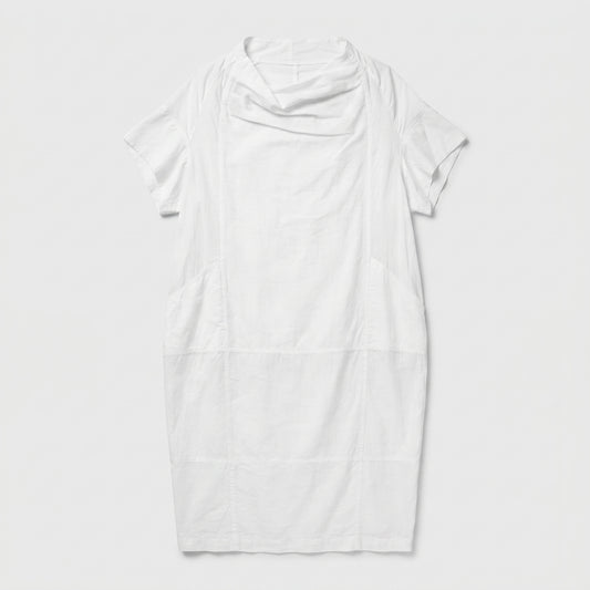 Draped Cowl Neck Cotton Dress