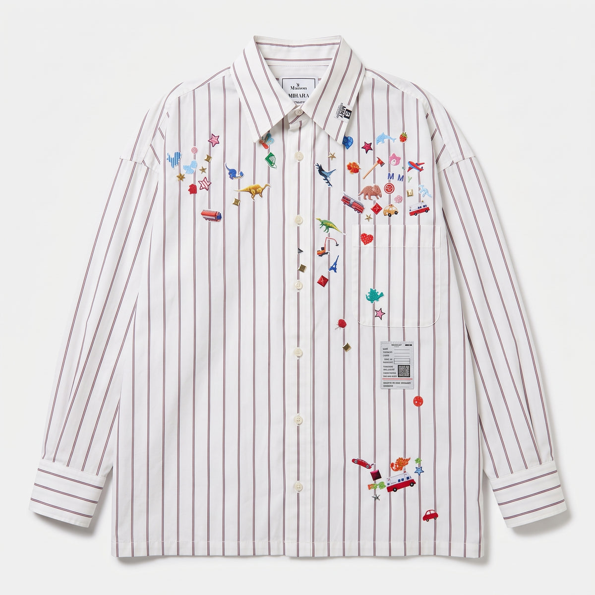 Embroidered Striped Button-Down Shirt