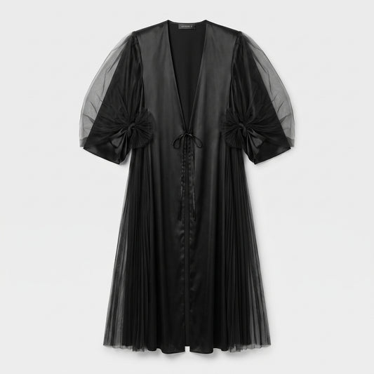 Pleated Tulle Sheer Overlay