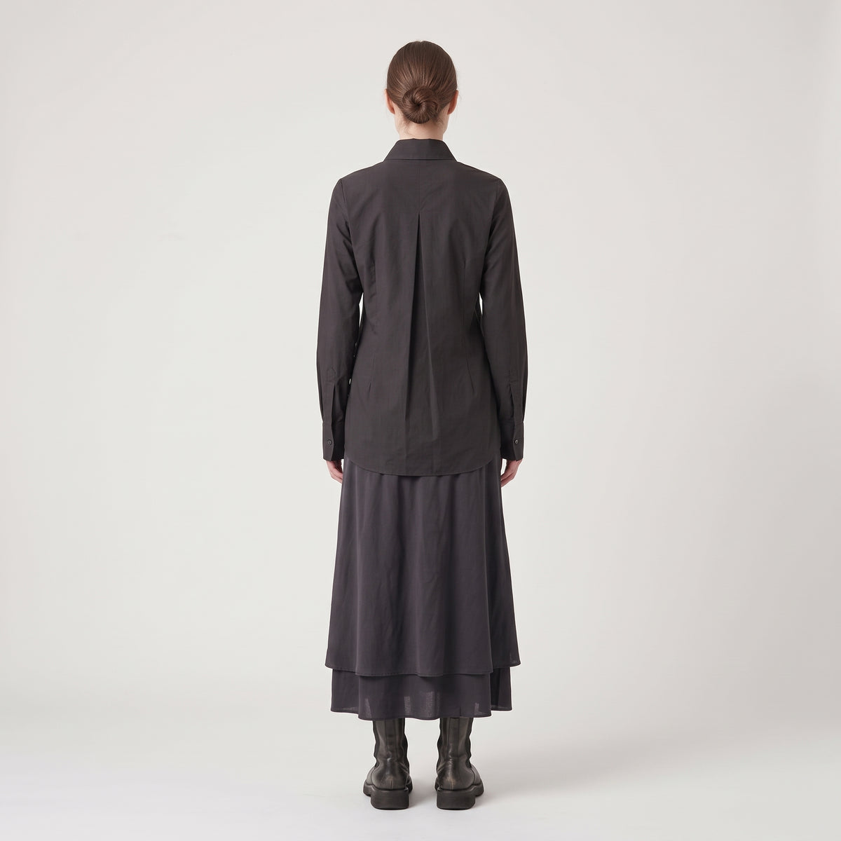 Asymmetric Hem Tailored Black Shirt