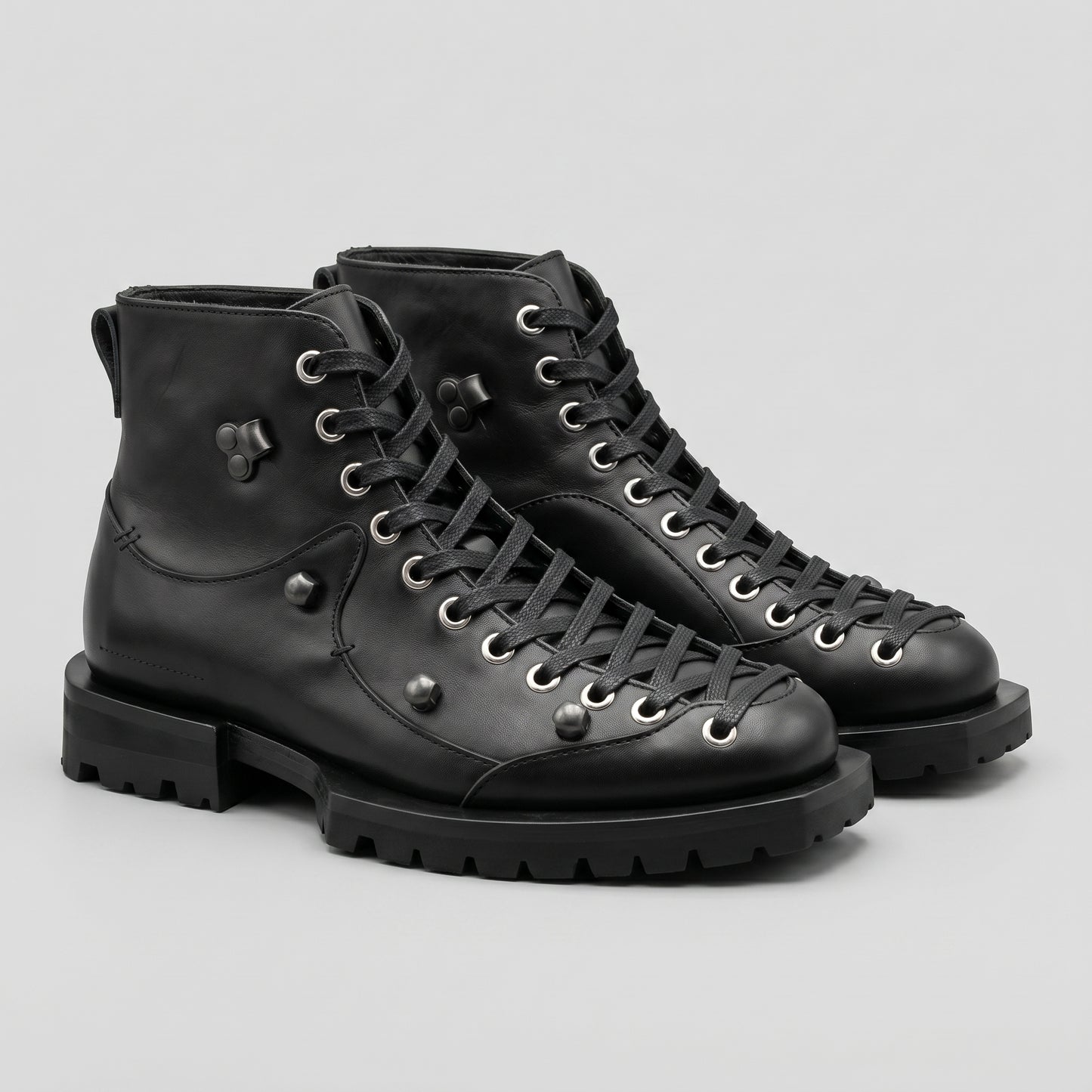 Chunky Leather Lug Sole Boots