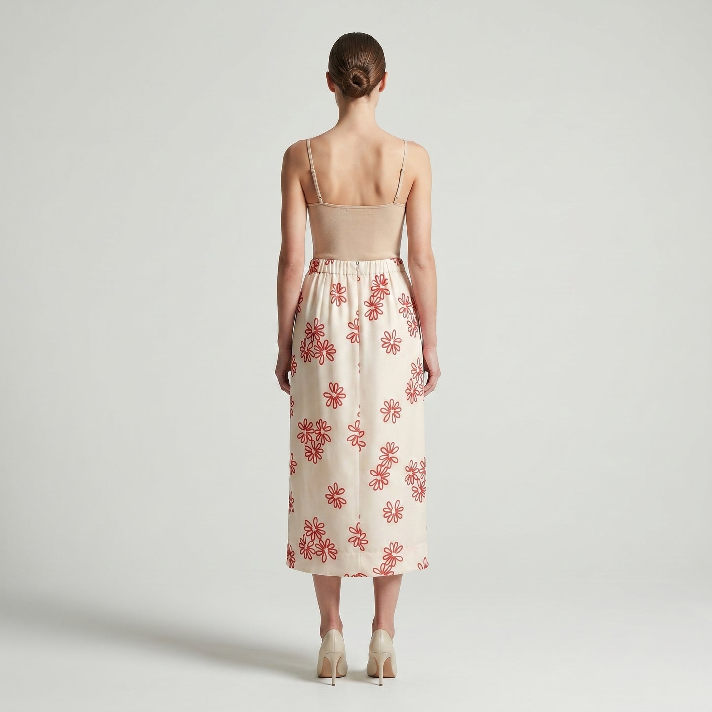Floral Embroidered Midi Skirt