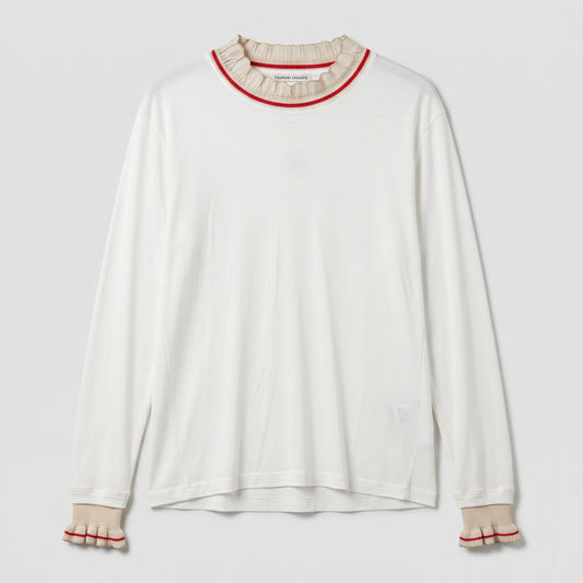 Ruffled Trim Long Sleeve Top