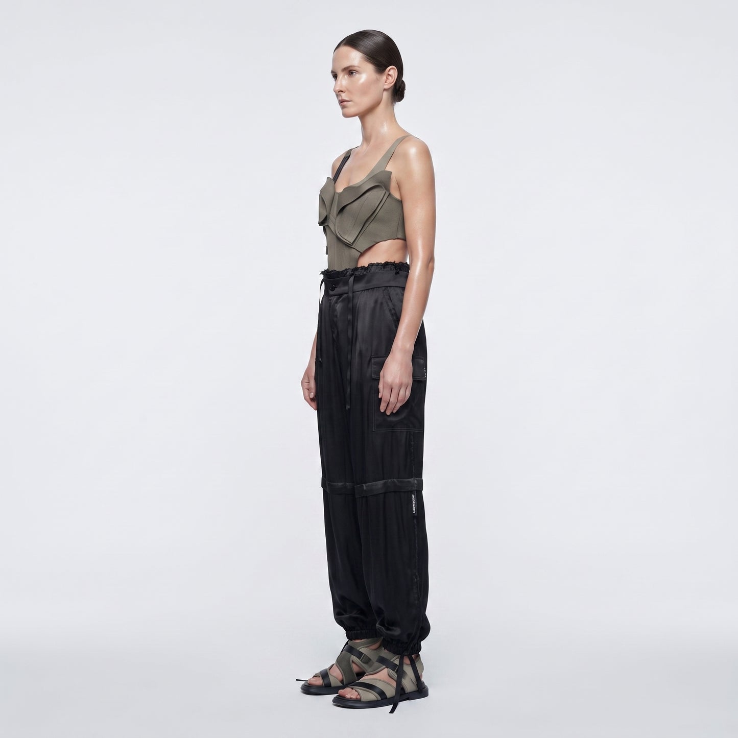 Satin Cargo Utility Trousers