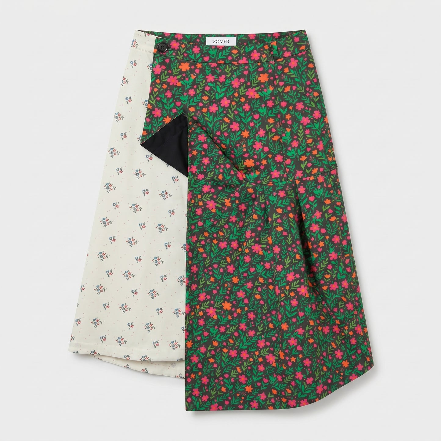 Floral Contrast Midi Skirt