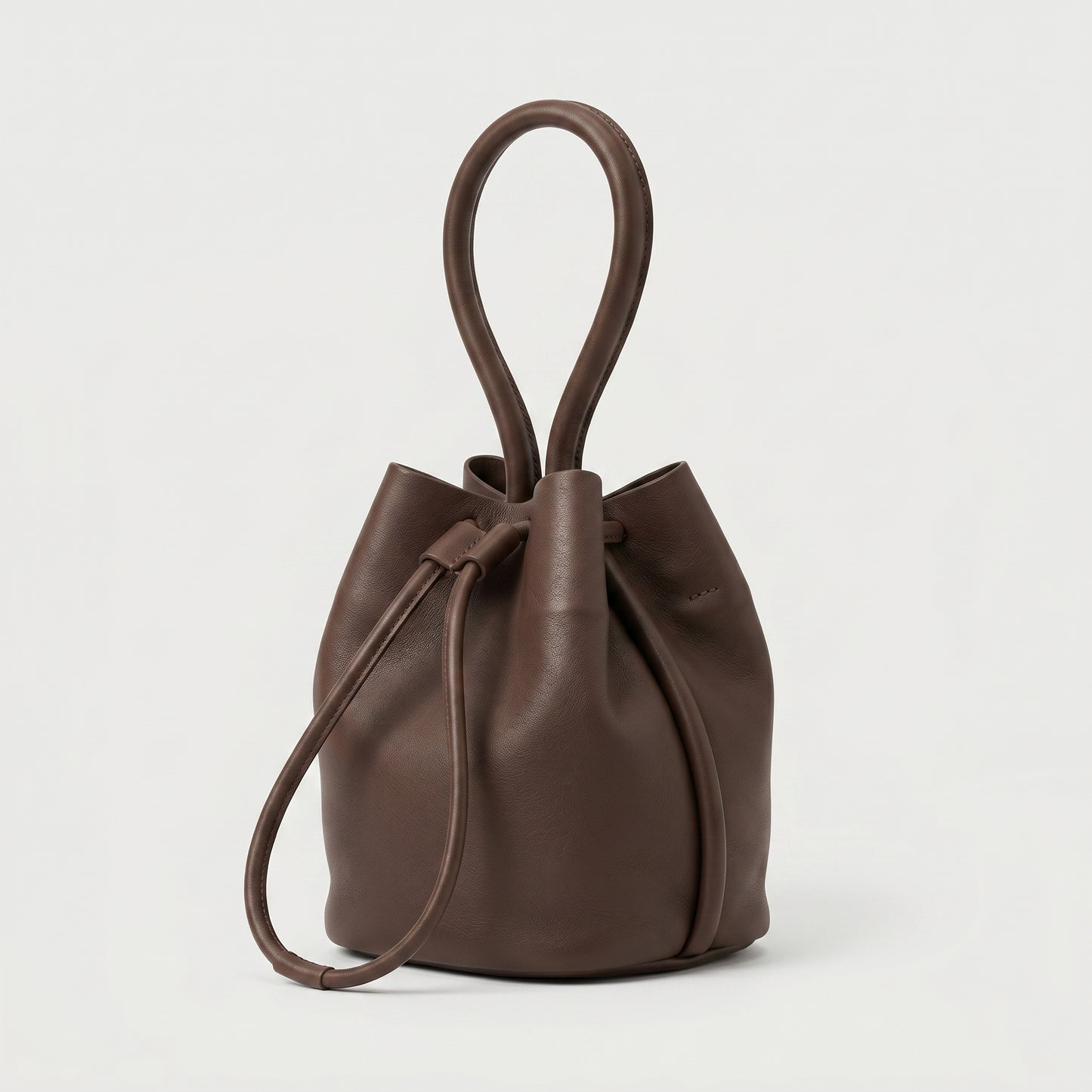 Leather Drawstring Bucket Bag