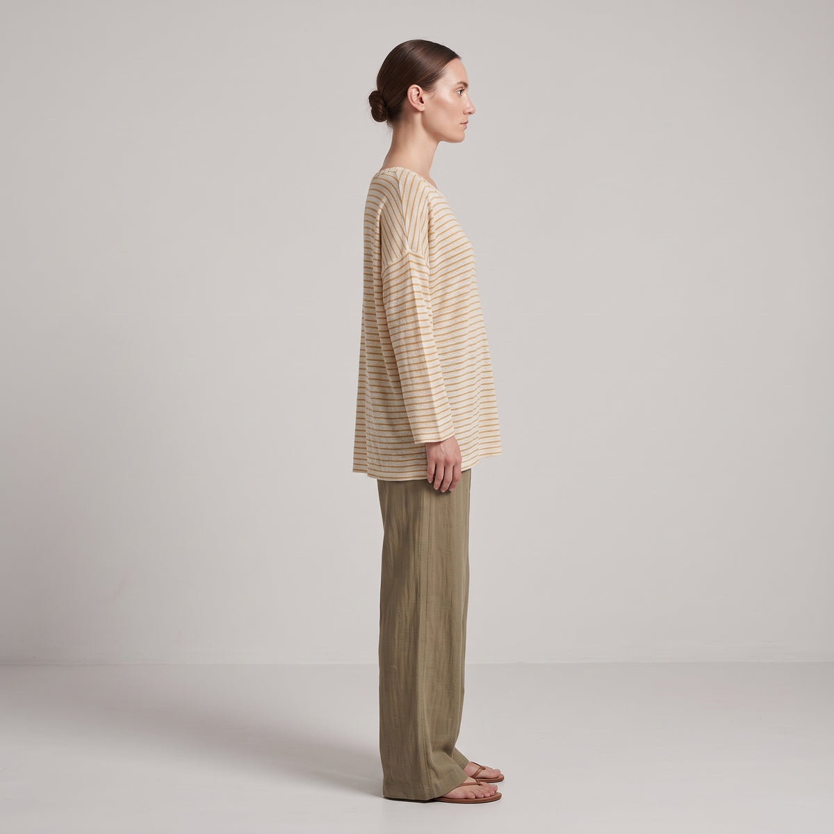 Relaxed Striped Cotton Long-Sleeve Top