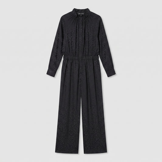 Elegant Black Jacquard Jumpsuit