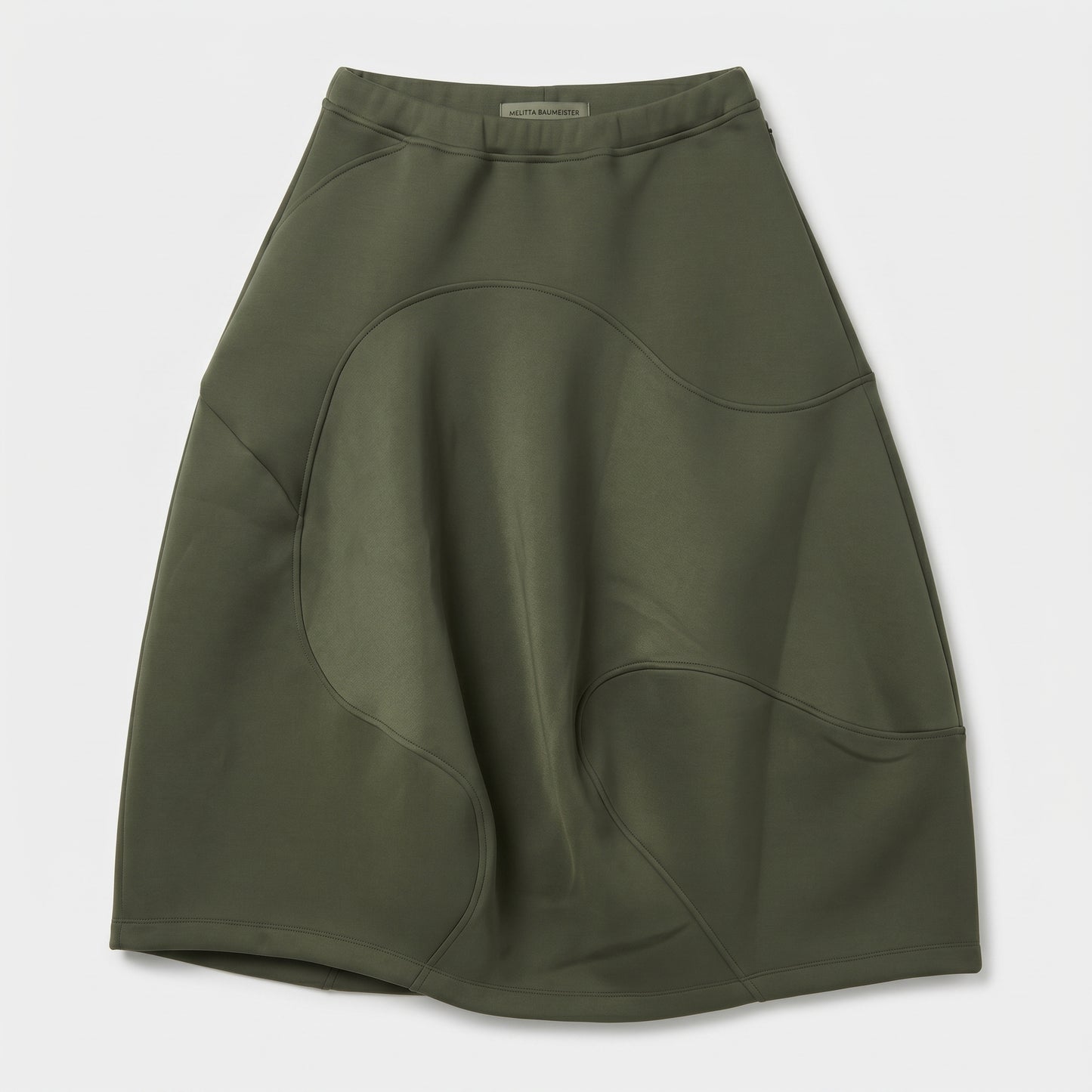 Sculptural Olive Midi Skirt