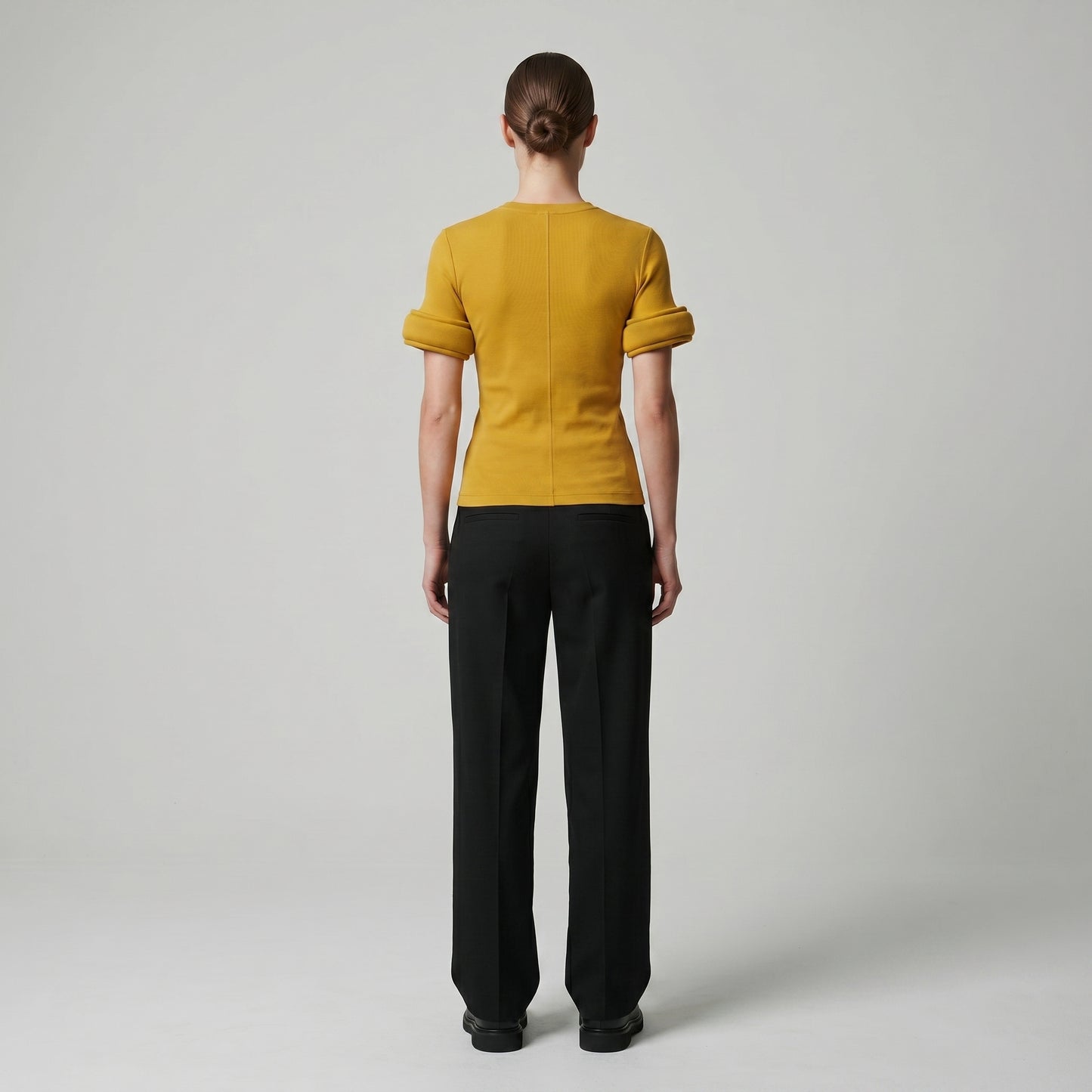 Sculptural Ribbed Mustard T-Shirt