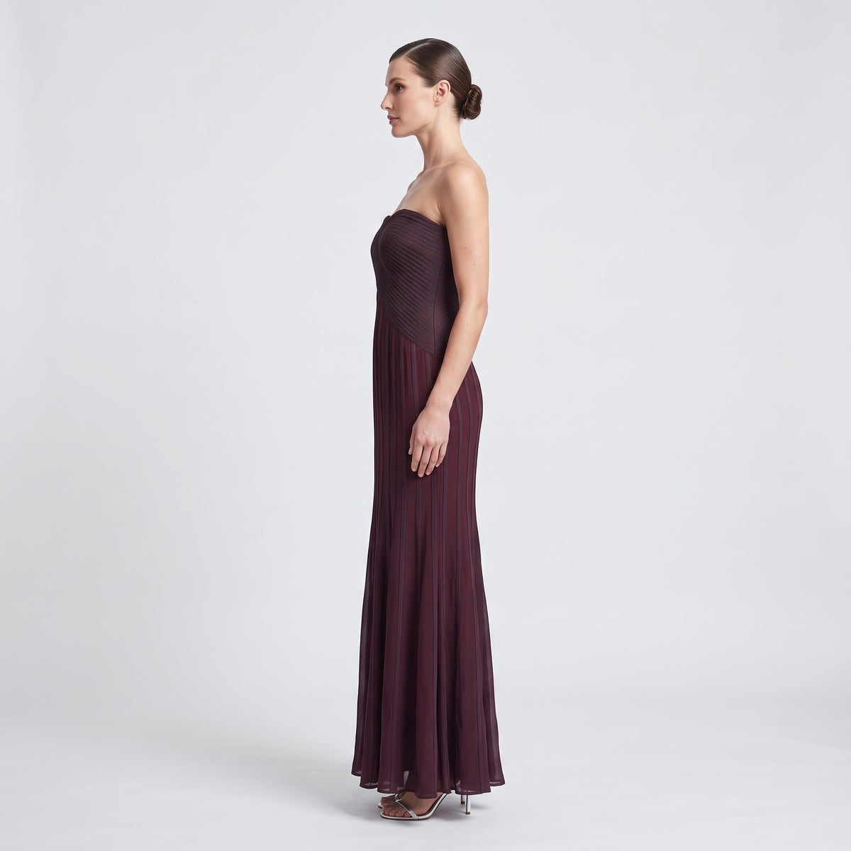 Pleated Strapless Evening Gown