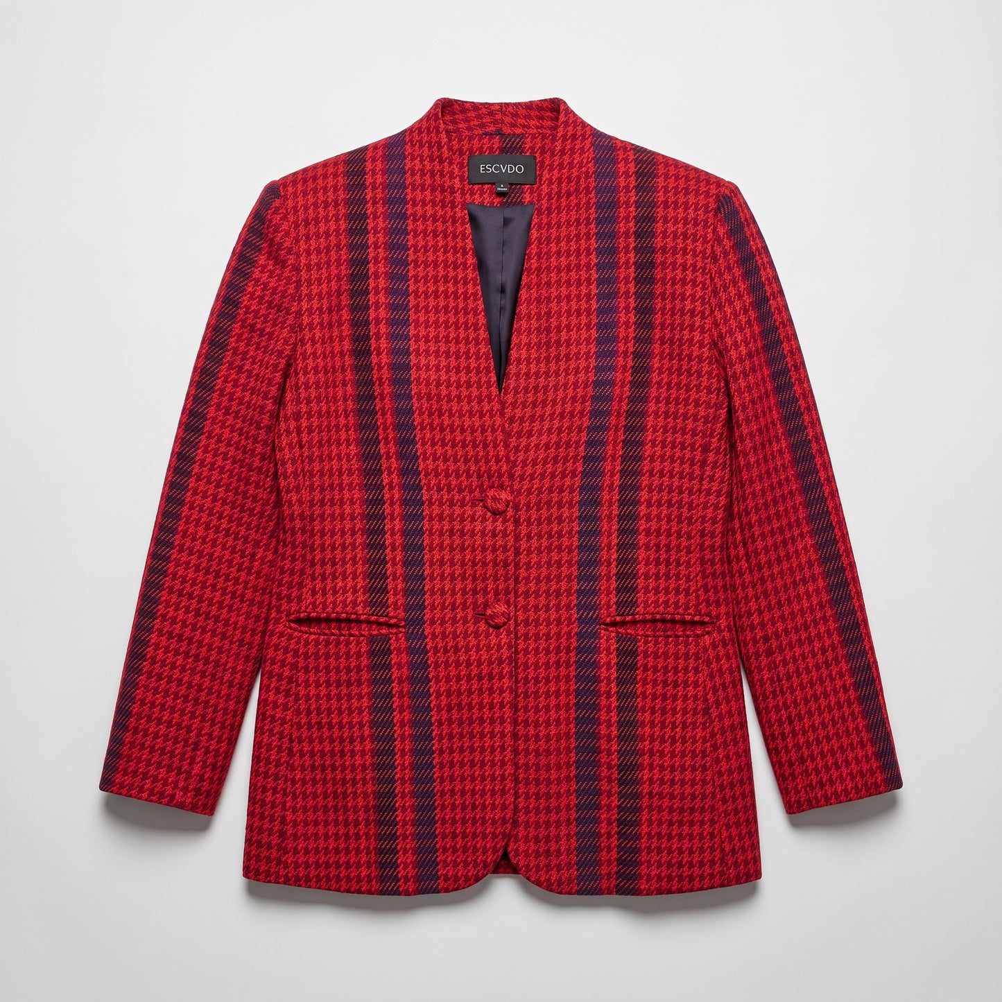 Red Houndstooth Tailored Jacket
