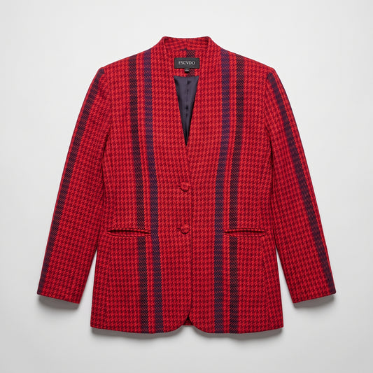 Red Houndstooth Tailored Jacket