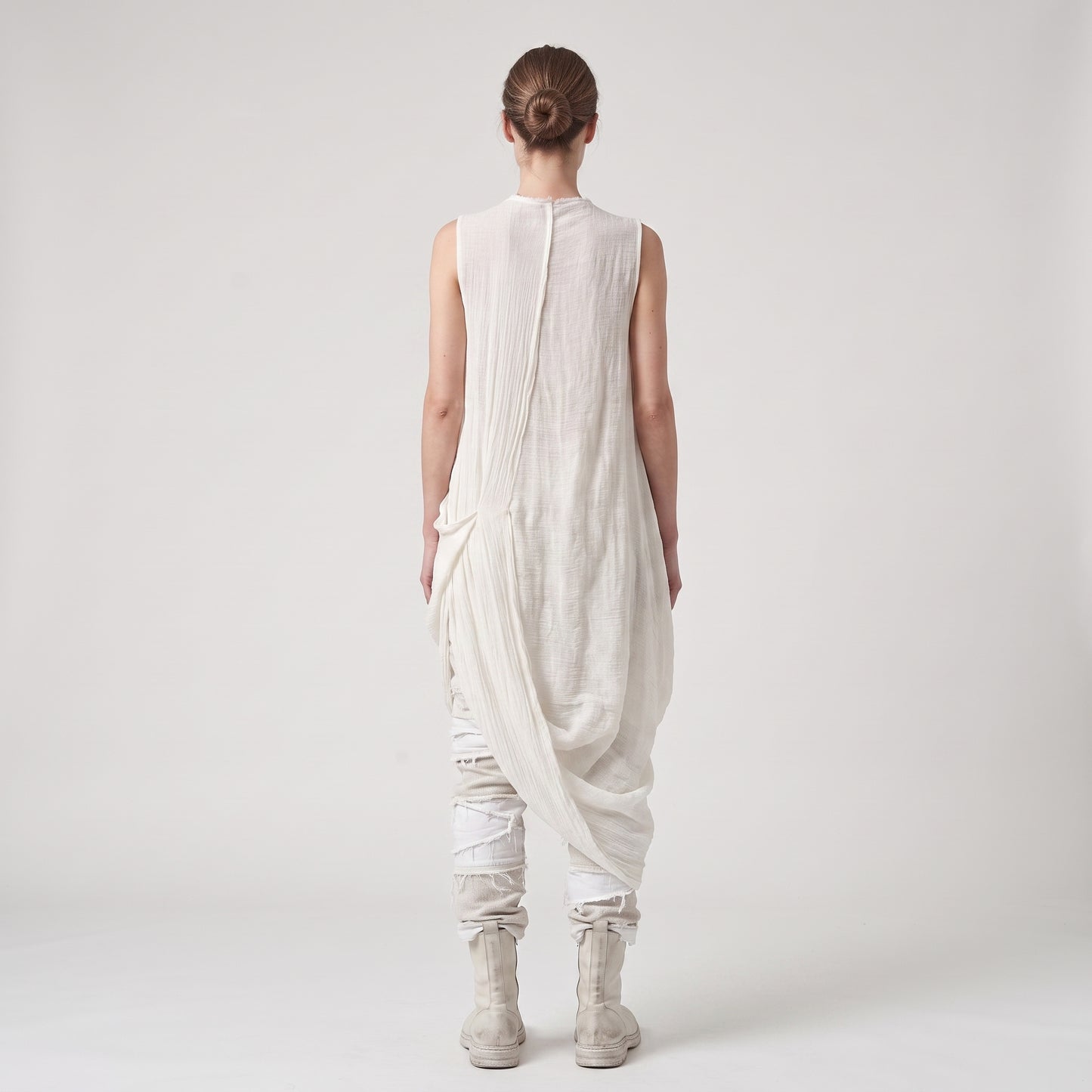 Draped Sleeveless Linen Tunic