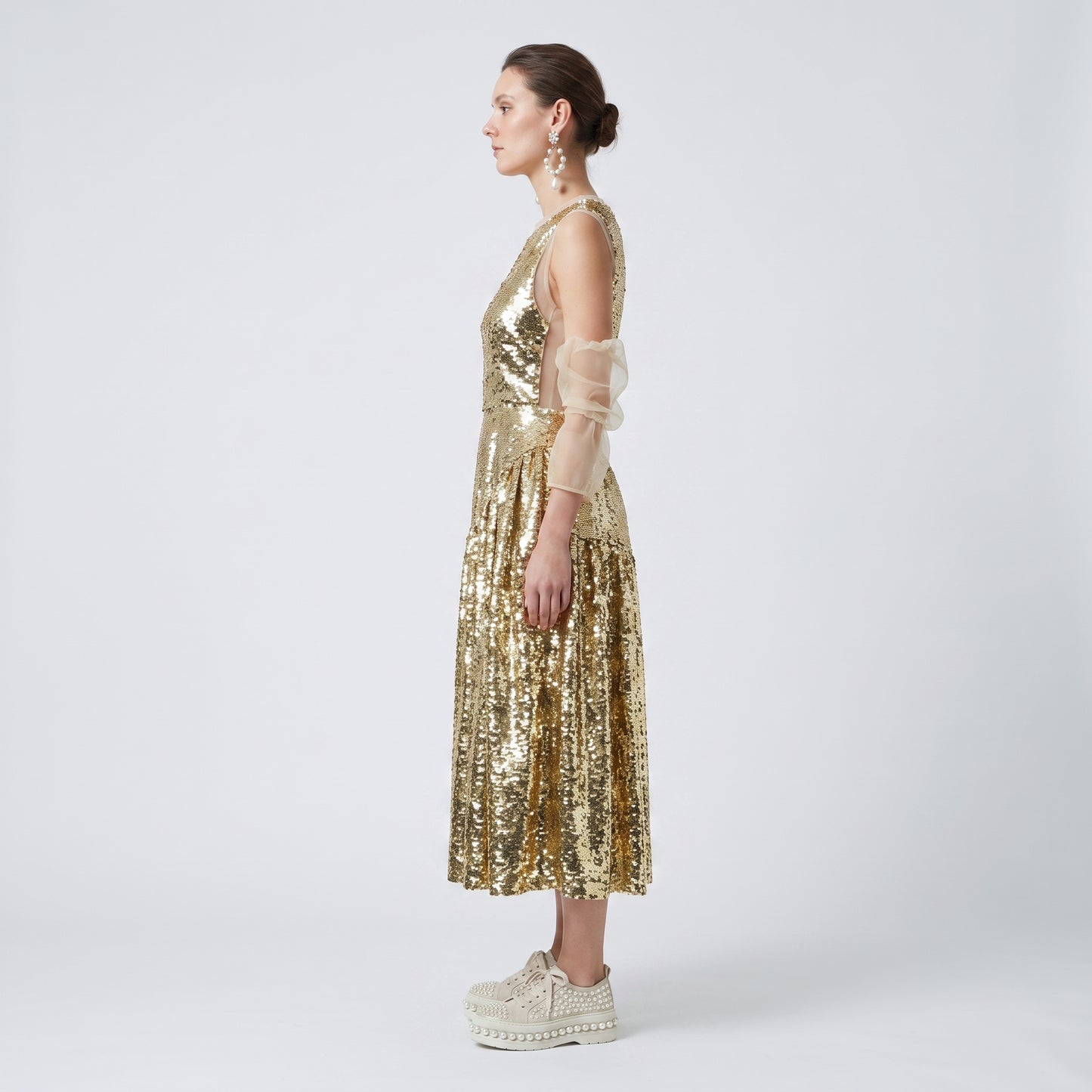 Metallic Sequin Embellished Midi Dress