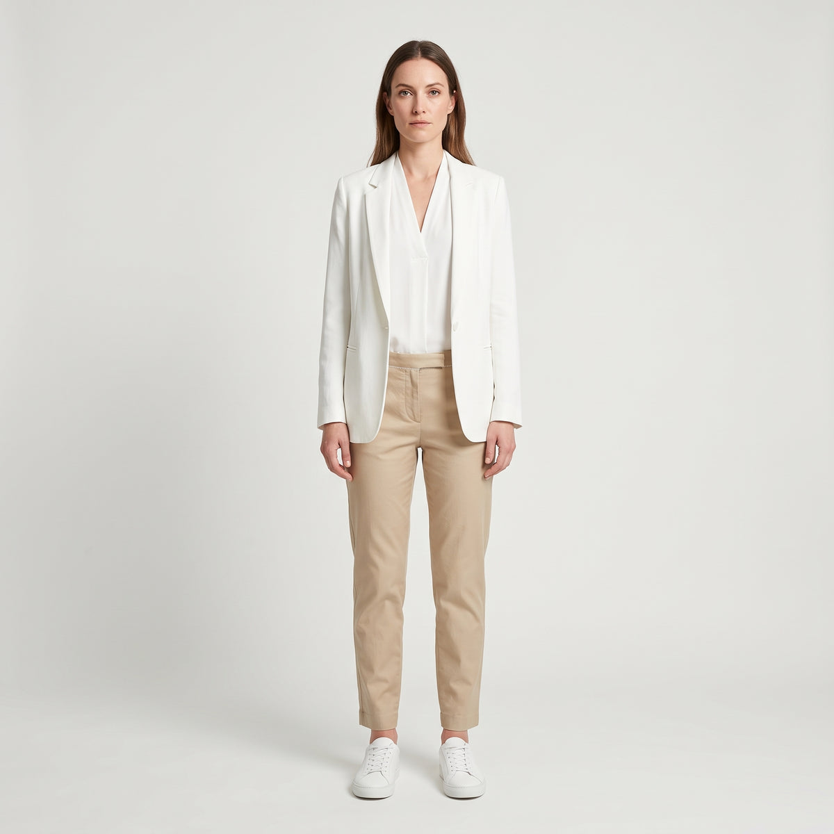 Classic Tailored Beige Chino Trousers