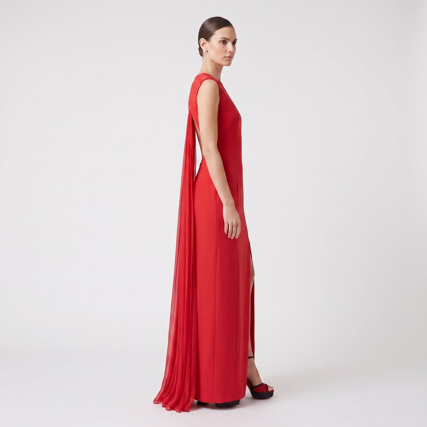 Sleeveless Red Midi Column Dress