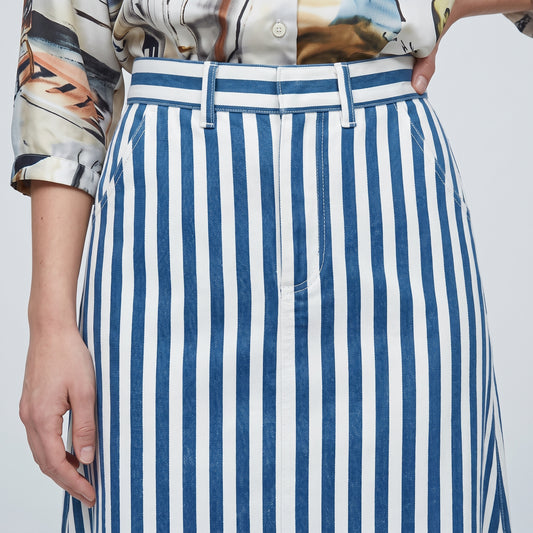 Striped High-Waisted A-Line Skirt