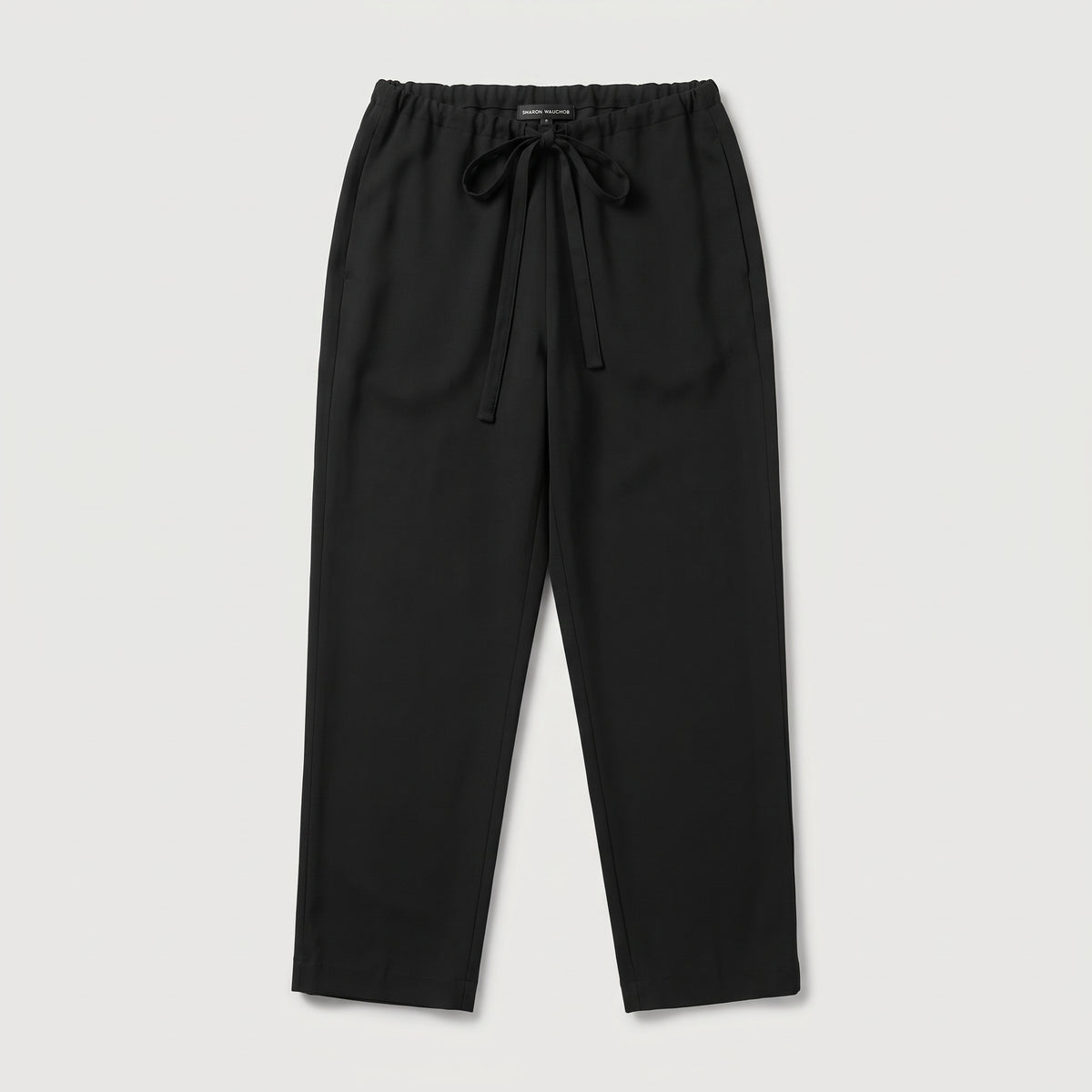 Black Drawstring Tailored Trousers