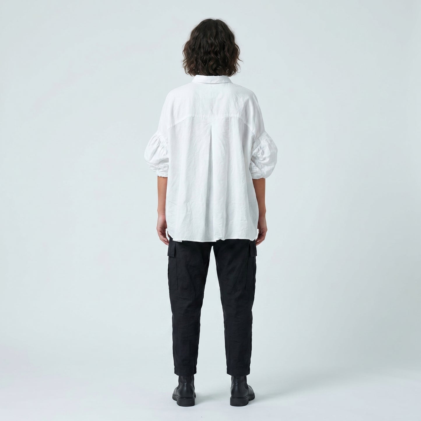 Puff Sleeve Oversized White Shirt