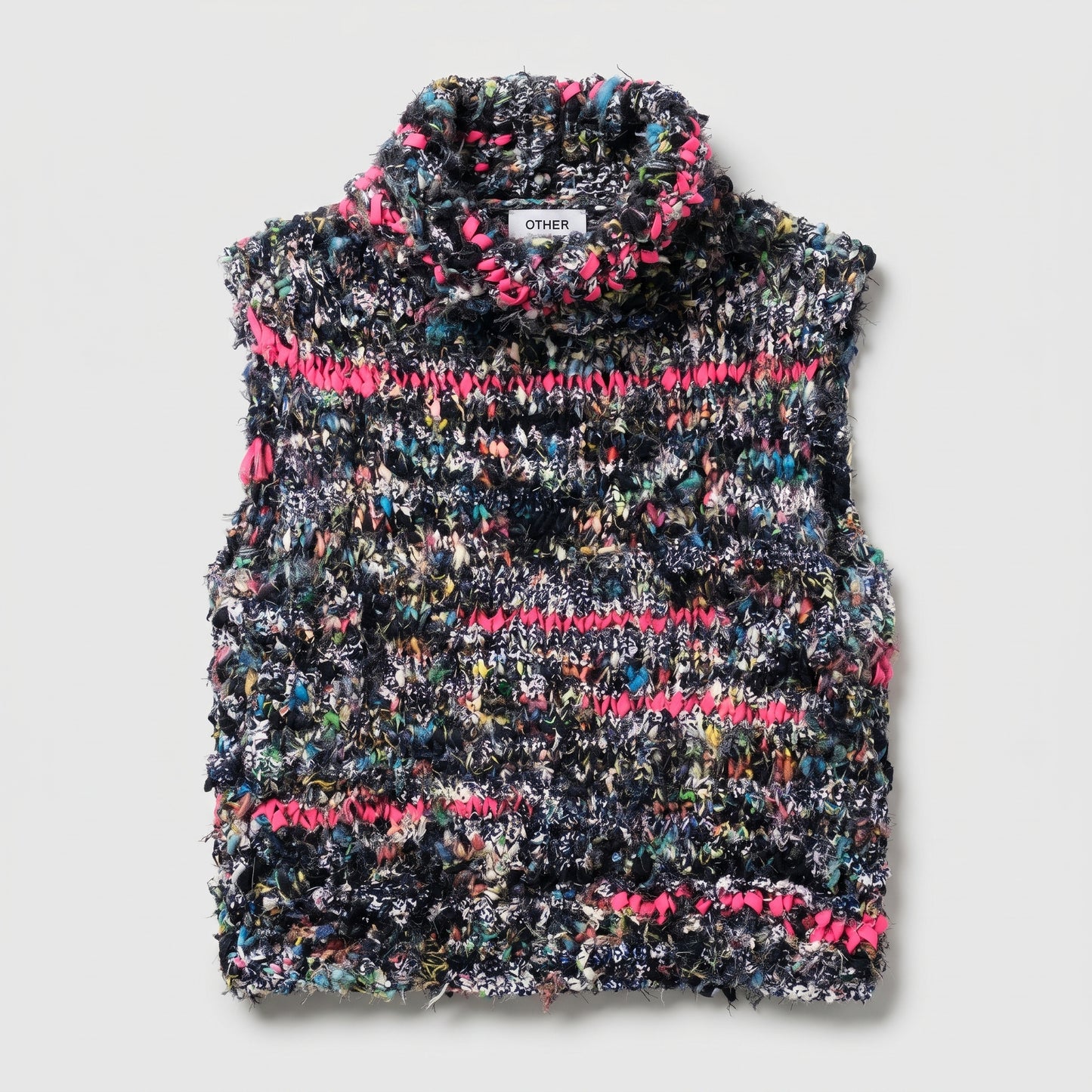 Multi Textured Knit Turtleneck Vest