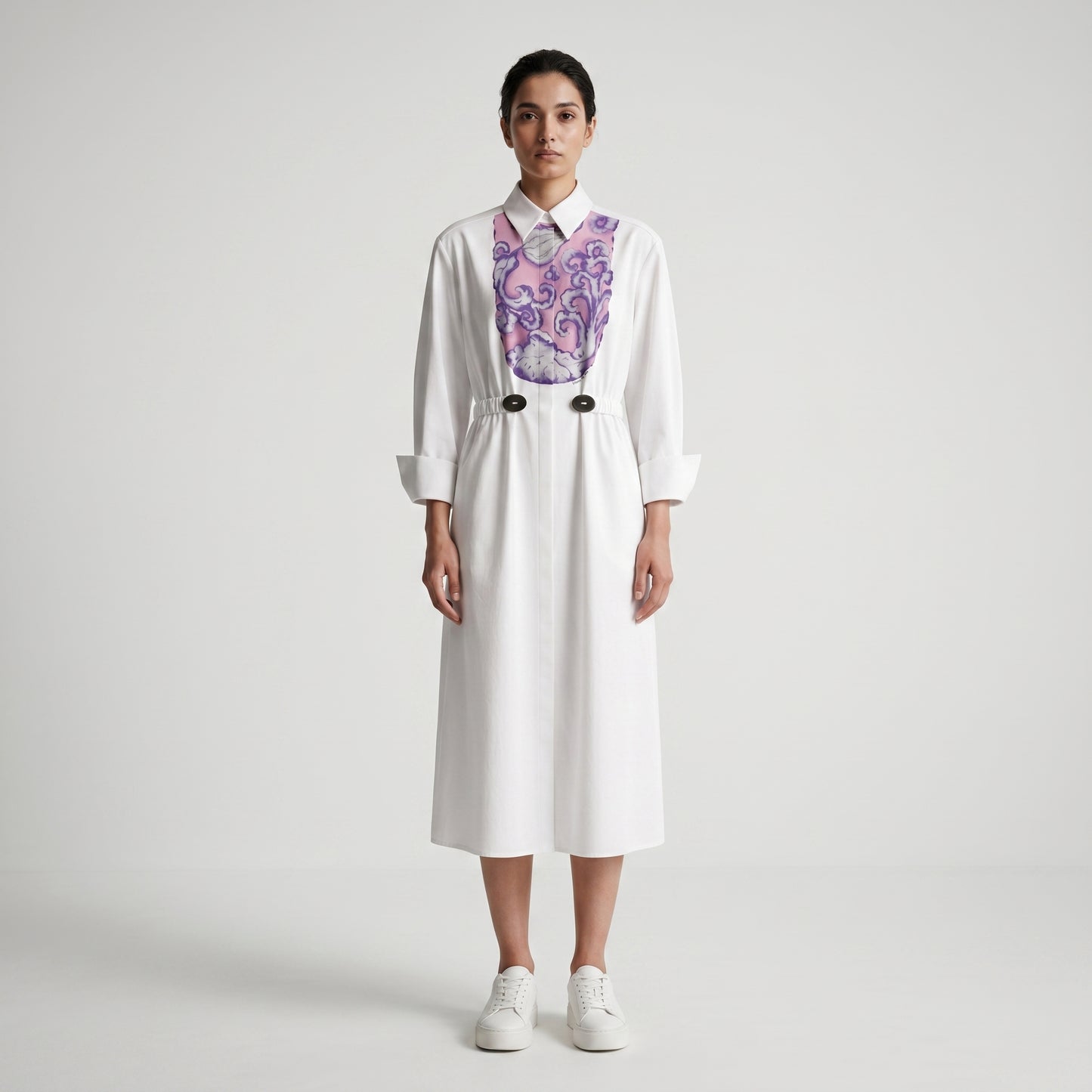 Graphic Detailed Midi Shirt Dress