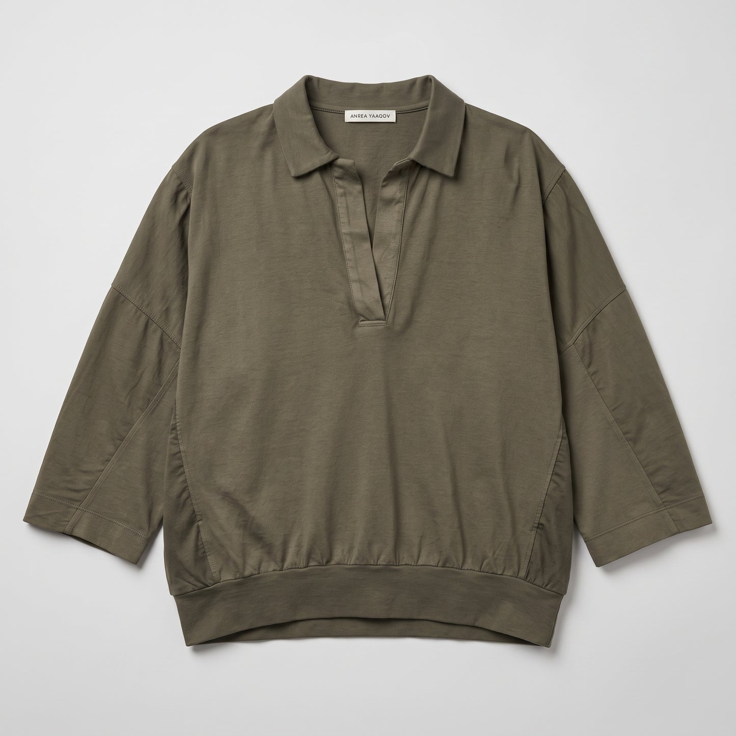Relaxed Olive Collared Pullover