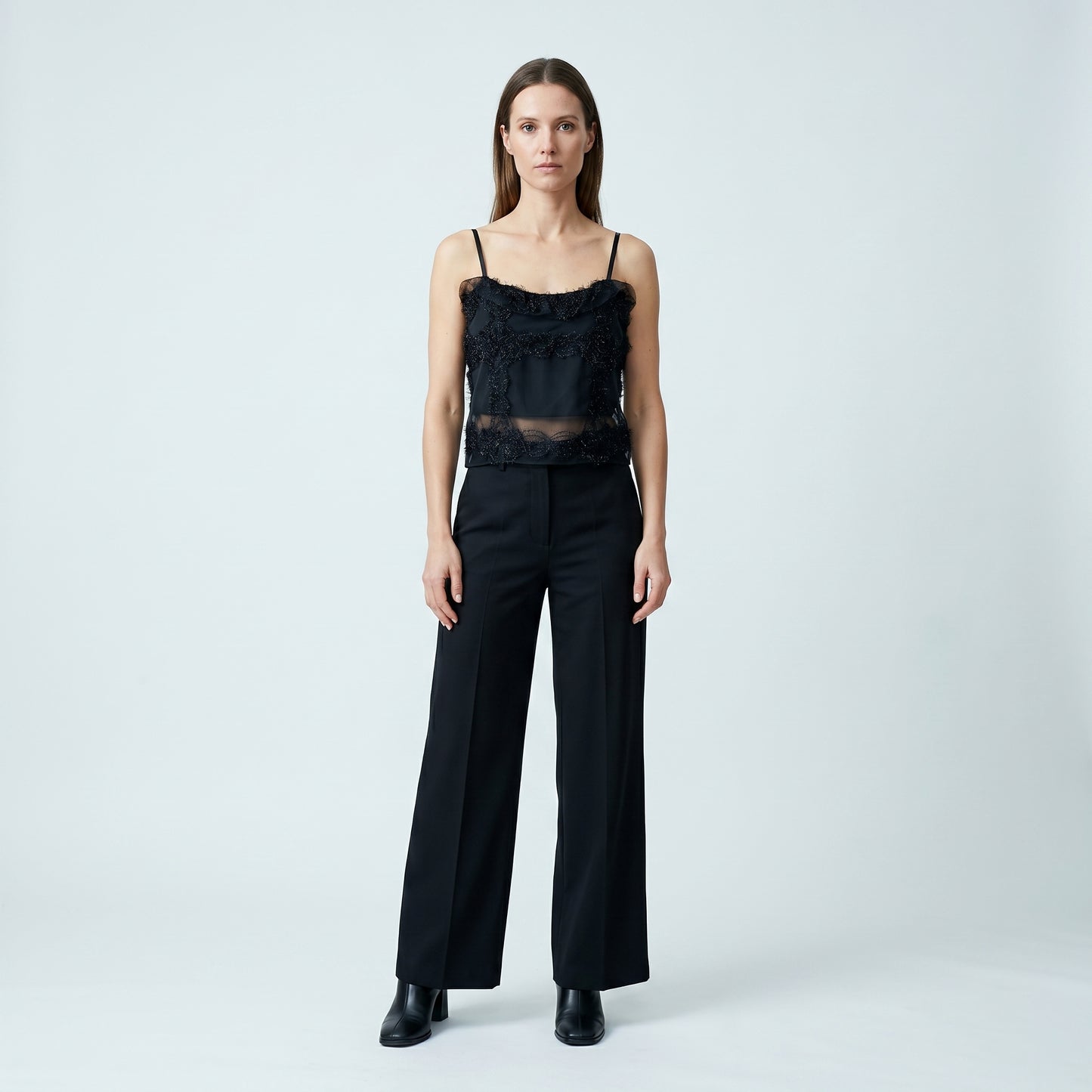 Embellished Mesh Corset Top