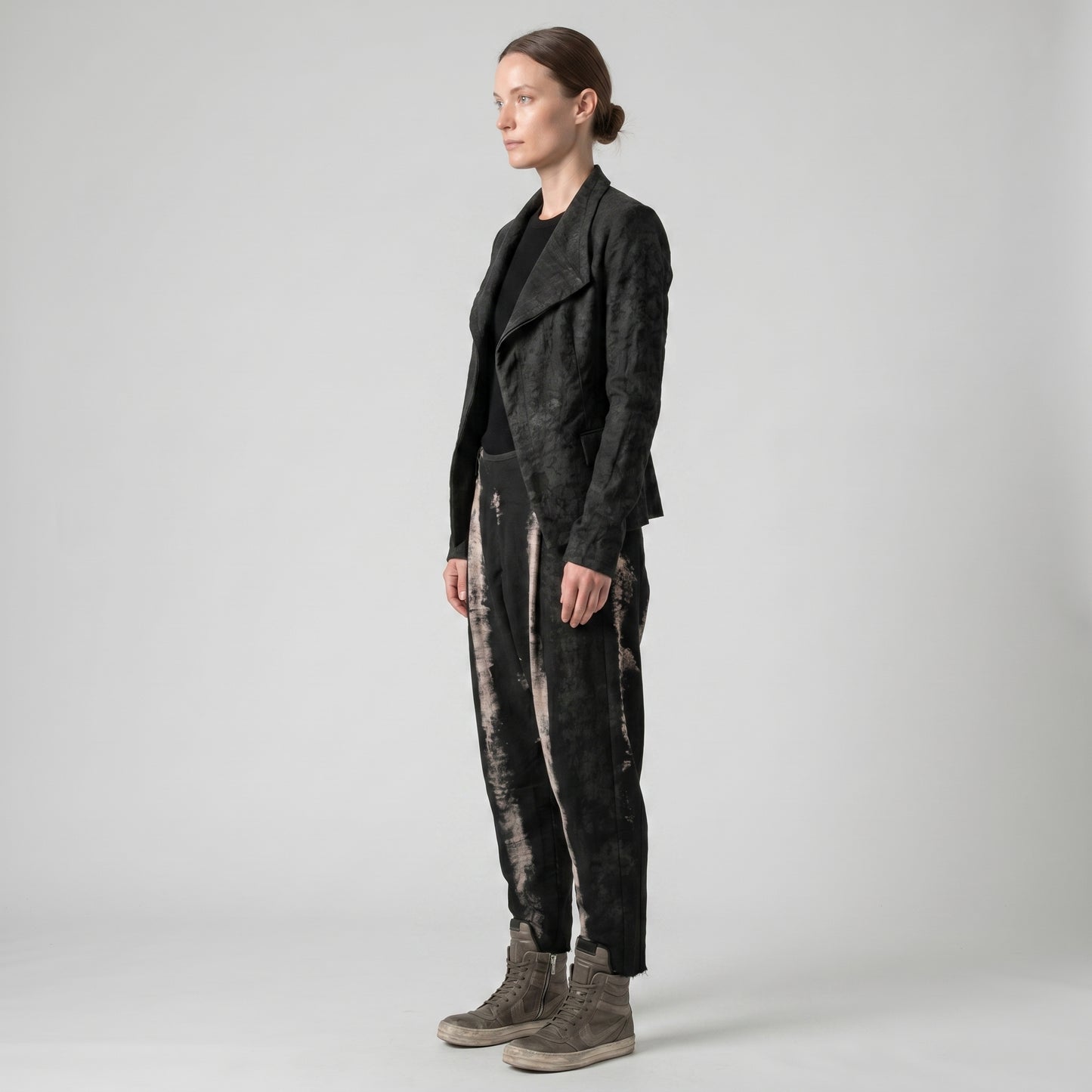 Bleached Effect Tapered Trousers