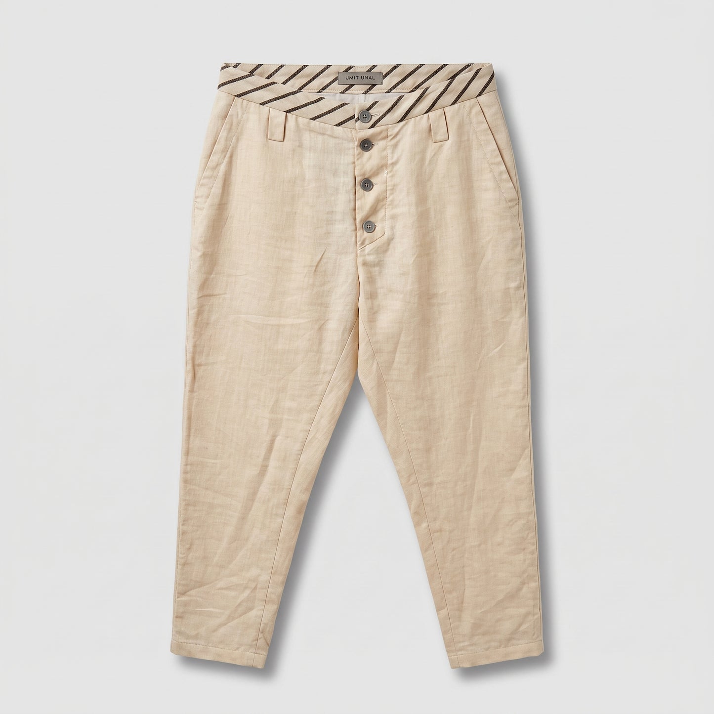 Striped Waist Linen Trousers
