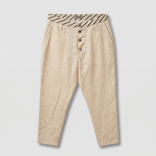 Striped Waist Linen Trousers