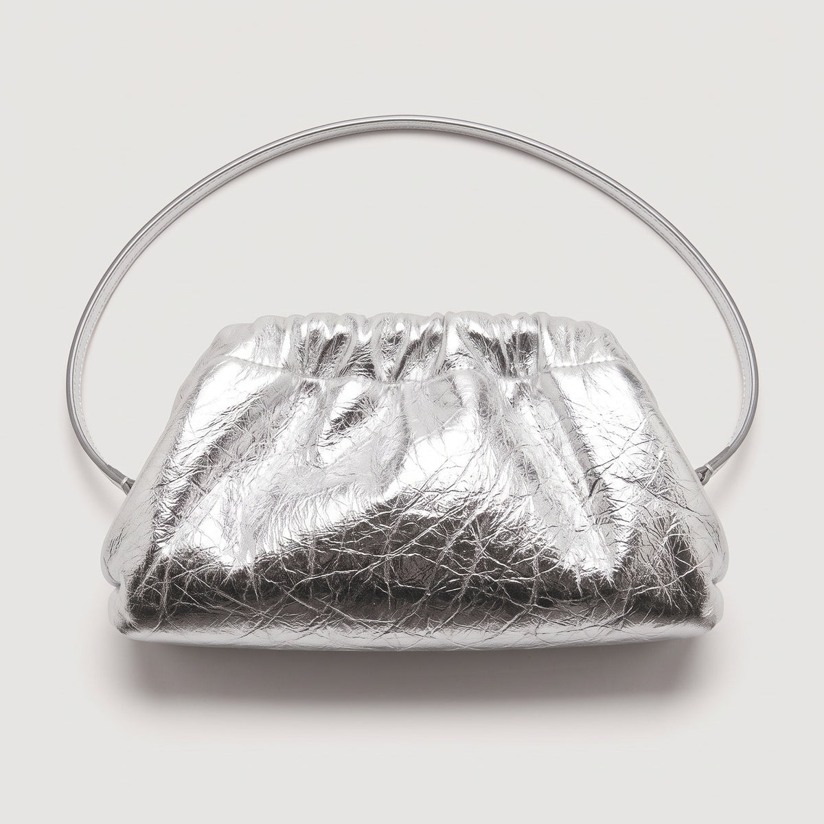 Metallic Silver Ruched Shoulder Bag
