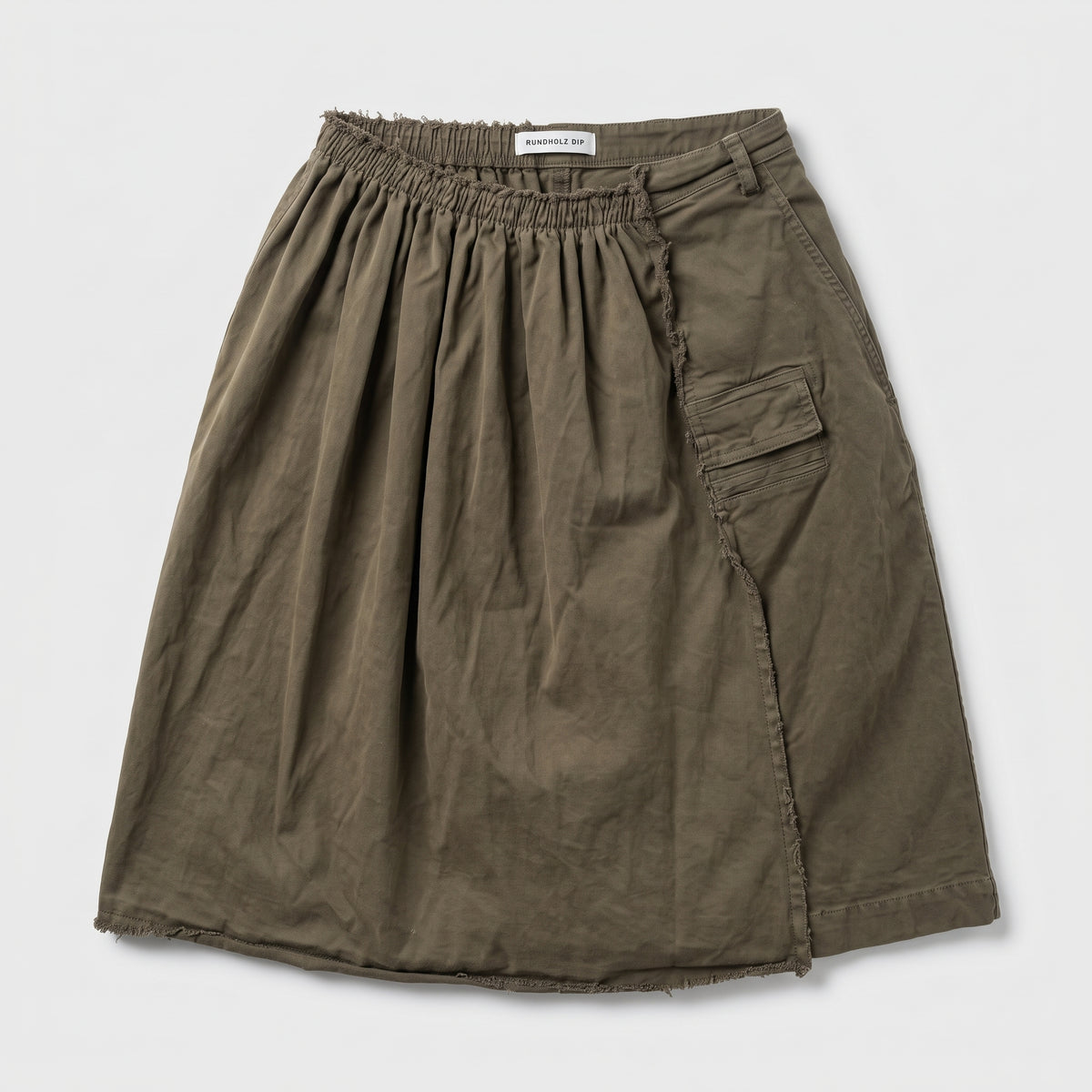 Asymmetric Olive Cargo Skirt