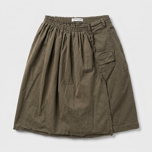 Asymmetric Olive Cargo Skirt