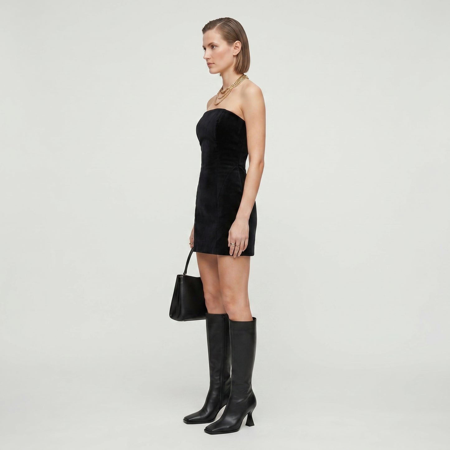 Strapless Velvet Mini Dress