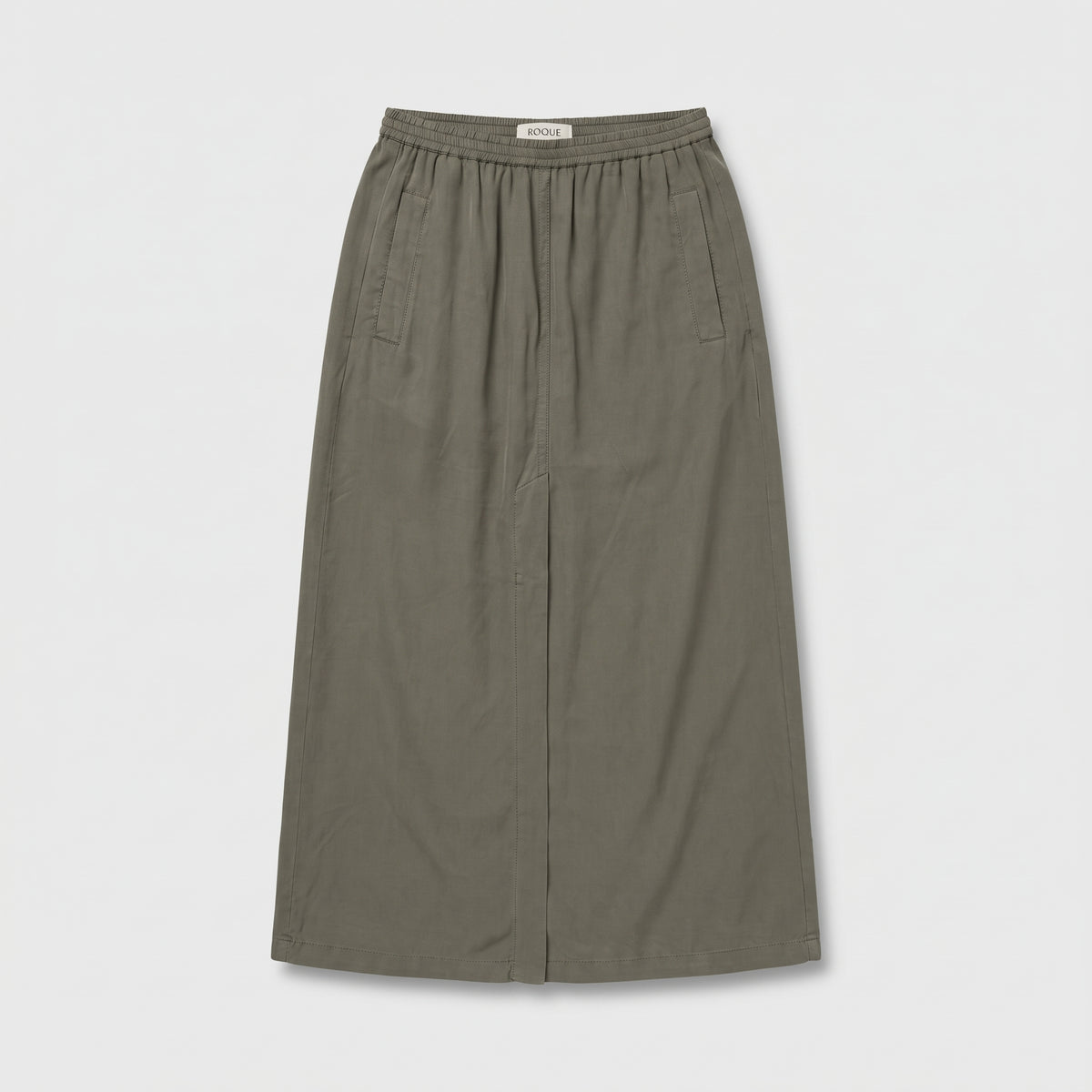 Olive Green Elastic Waist Skirt