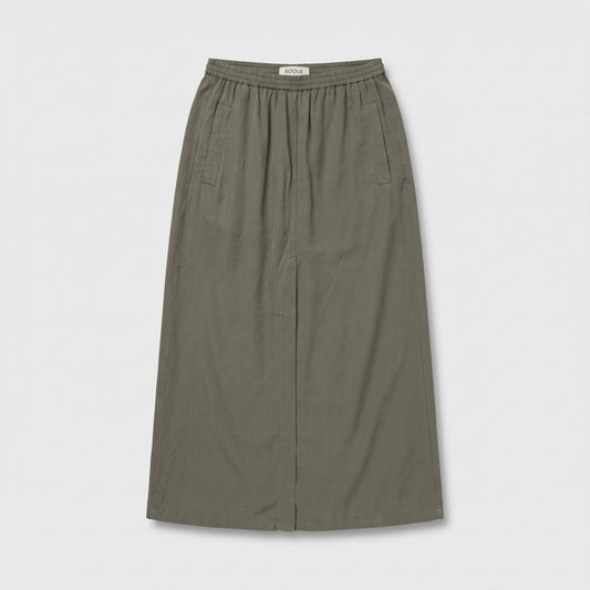 Olive Green Elastic Waist Skirt