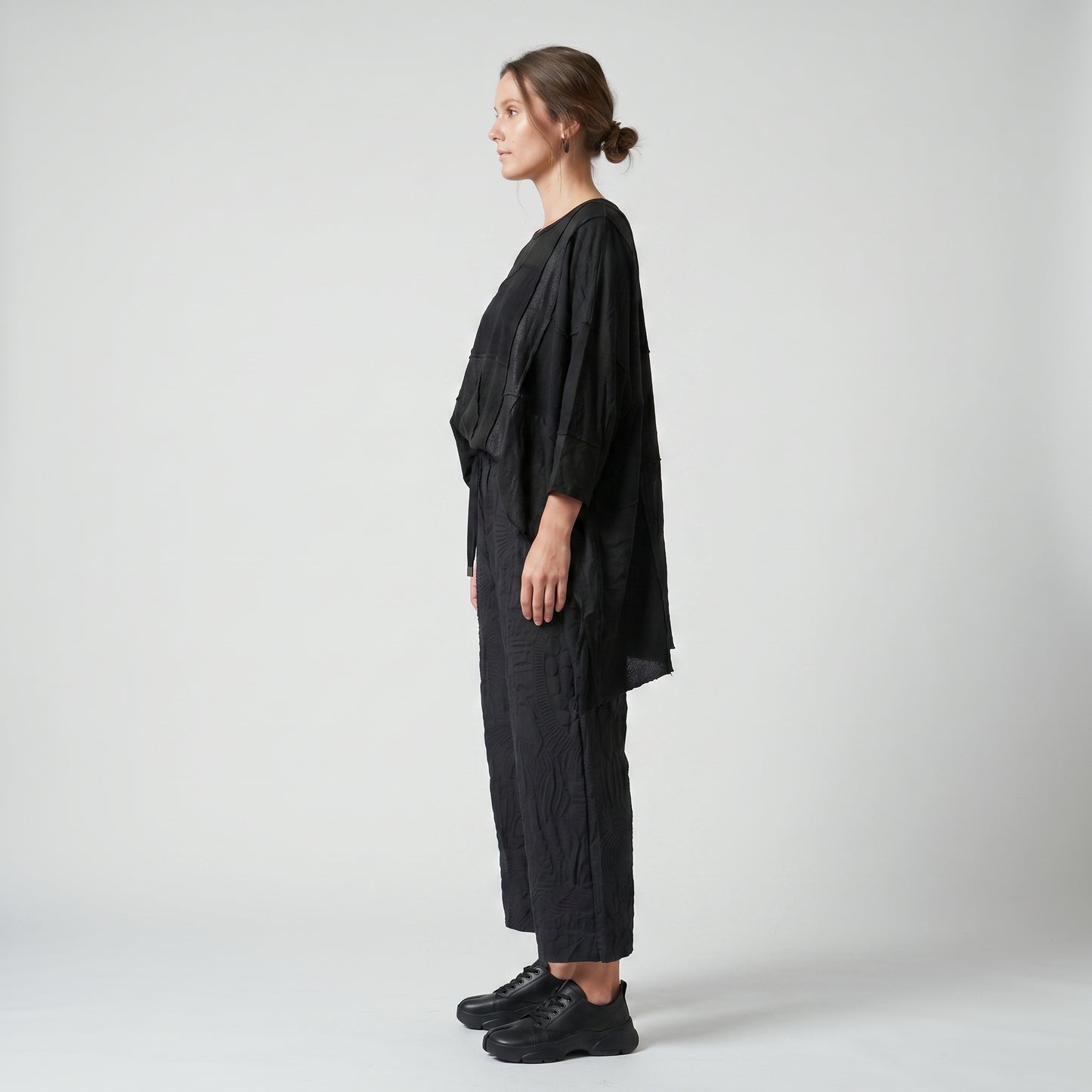 Textured Drawstring Wide Leg Trousers
