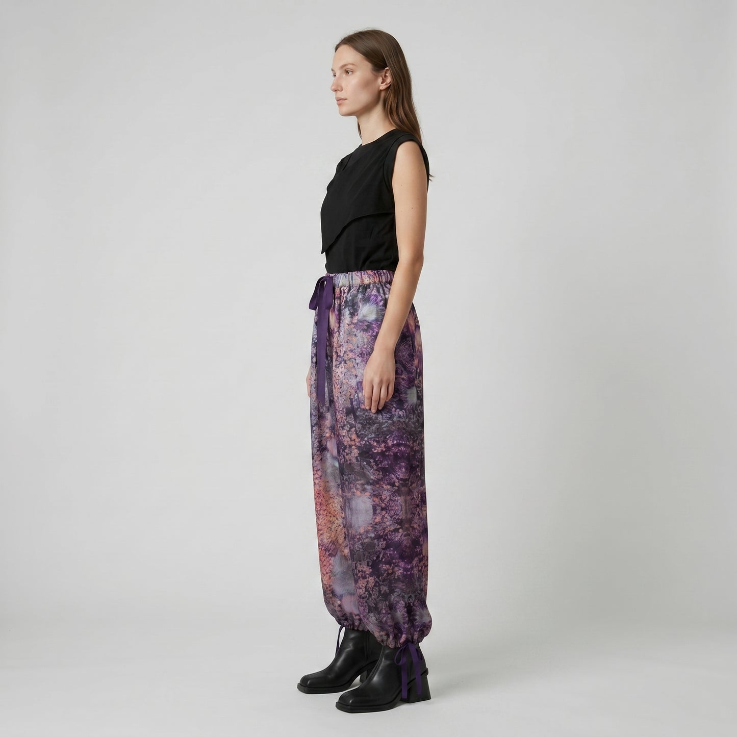 Floral Satin Drawstring Trousers