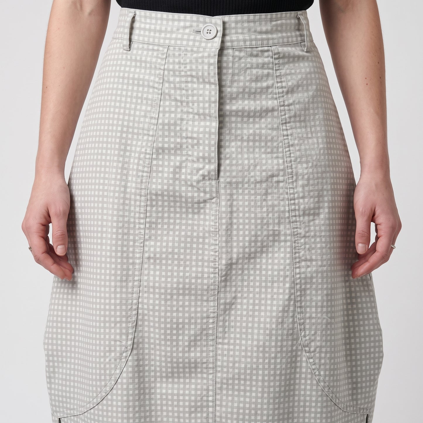 Checkered High-Waist Sculpted Skirt